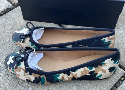 Zapatos planos de ballet Coach Lara hojas dispersas de nogal multi sin cordones talla 8,5 M Foto 1 de 4