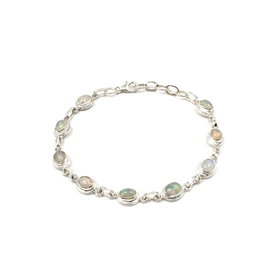 Bracciale 22 cm argento 925 opale 4,5 ct multicolore donna gioielli moderno... - Immagine 1 di 4