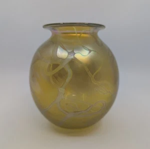 Vintage 2002 Robert Eickholt Iridescent Yellow 4.75” Vase - Picture 1 of 6