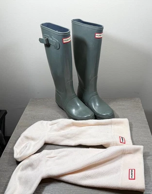 Talla 7 - Hunter Mujer Original Alto WFT1000RMA Verde Oscuro Goma Pull-On Foto 1 de 4