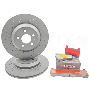 FOR TESLA MODEL 3 PERFORMANE 2018- DRILLED FRONT BRAKE DISCS CERAMIC PADS 355mm - Picture 1 of 15