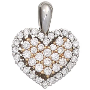 Ciondolo Cuore Con 43 Diamanti Brillanti 585 Oro Bianco/Rot Brillantherz, Donna - Foto 1 di 1
