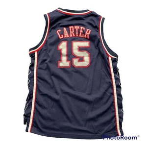 Vtg Reebok New Jersey Nets Vince Carter Blue Stitched Basketball Jersey Youth XL - Picture 1 of 7