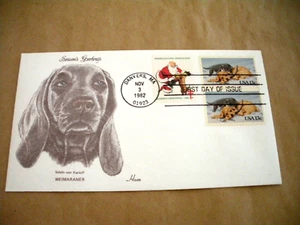 Cubierta Ham Primer Día 1982 Weimaraner rara - Imagen 1 de 1