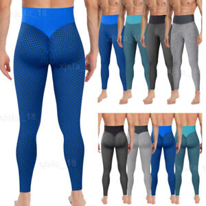 Mens Tiktok Leggings Sports Gym Compression Honeycomb Fitness Jogger Yoga Pants
