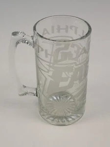 NFL Philadelphia Eagles - Large Glass Clear Frosted Mug w/ Brad on Handle Vintag - Picture 1 of 6