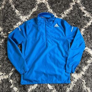 Adidas Windbreaker Jacket Men’s Medium Blue 1/2 Zip Climaproof 