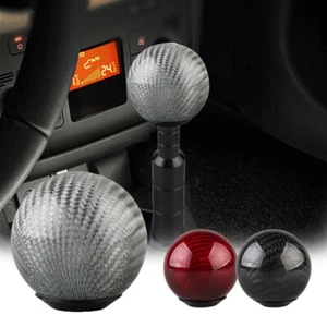 Real Carbon Fiber Round Ball Shape Car Gear Shift Knob Shifter Lever Universal - Picture 1 of 8