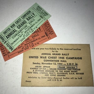 Paquete de boletos para la campaña United War Chest de 1944 con Frank Sinatra y Helen Jepson - Imagen 1 de 12
