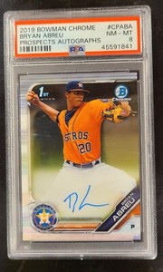 Bryan Abreu 2019 Bowman Chrome Prospects 1st Auto * PSA  8 *