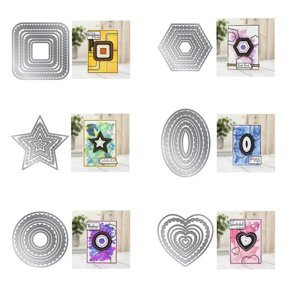 Mixed Shape Nesting Frames Metal Cutting Dies for DIY Scrapbooking Crafts Cards - Image 1 of 1