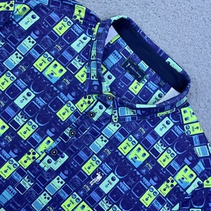 William Murray Polo Shirt Mens XL Blue Pedal to the Metal Golf Pullover Stretch - Picture 1 of 12