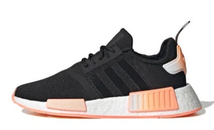 adidas Womens NMD R1 Black Orange White Sz 7.5 GW9463 Running Shoes - Picture 1 of 3