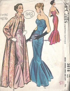 1956 Vintage Sewing Pattern B34 EVENING DRESS & COAT (1793) - Picture 1 of 2