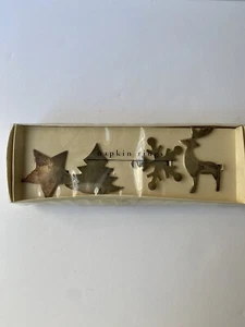 Pier 1 Imports Christmas Silver Plated Napkin Rings Set of 4 - Picture 1 of 7