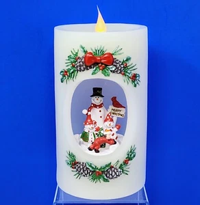 Vela Pilar Muñeco de Nieve Iluminado Valerie Parr Hill 8": ESCENA GIRATORIA DE NAVIDAD - Imagen 1 de 11