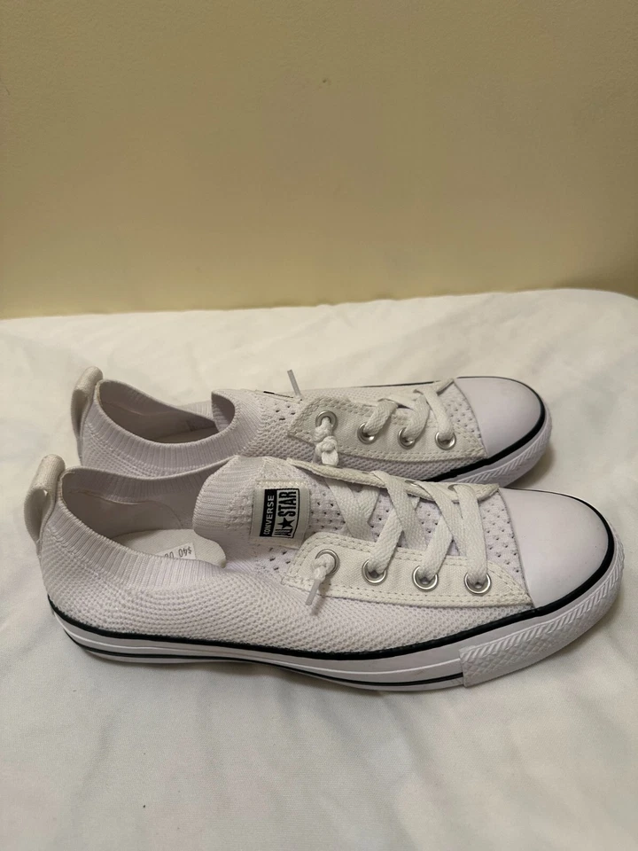 Converse Chuck Taylor All Star Tejido Costa Blanco Negro Sin Cordones Talla 8 N5 Foto 1 de 4