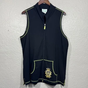 Vtg 90s Y2K Quacker Factory Vest Jacket L Tunic Crest Patch Neon Travel USA Made - Picture 1 of 11