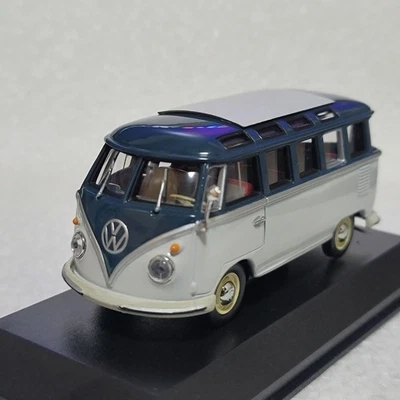 Minichamps 1/43 VW Bus Samba grigio blu modellino auto edizione da collezione - Immagine 1 di 4