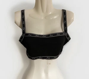 Victoria’s Secret PINK size M black white logo wireless bralette - Picture 1 of 10