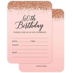 Blush Pink And Rose Gold Glitter Elegant Party 5X7-Inch Invitations With Enve... - Picture 1 of 7