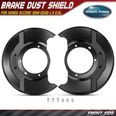 2x Front Left & Right Black Brake Dust Shield for Honda Accord 1998-2002 L4 2.3L - Image 1 of 4