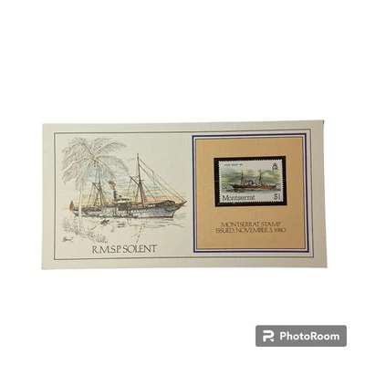 1878 RMSP Solent Montserrat Stamp Basil Smith Print Issued 1980 Royal Mail - Image 1 of 4