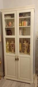White Solid Wooden Glass Display Cabinet - Picture 1 of 2