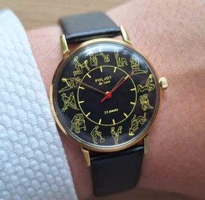 Raro Reloj Poljot KAMASUTRA 23 Joyas Delgado Negro Clásico Reloj Mecánico - Imagen 1 de 13