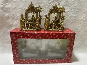 Dillards Borten-Gold bemalt Harz/Paste Krippe Weihnachtsschmuck Set Neu im Karton - Bild 1 von 14