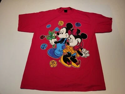Vintage 1990s Mickey & Minnie Mouse Love Pink Shirt Disney Unlimited Jerry Leigh - Image 1 of 4