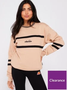 Ellesse Womens Sweatshirt Jumper Marchi Beige Retro 80s 10UK - Picture 1 of 4
