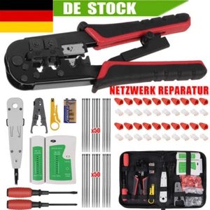 147tlg Netzwerk Reparatur Werkzeug Set Crimpzange Stecker RJ45 RJ11 Netzwerktest - Bild 1 von 13