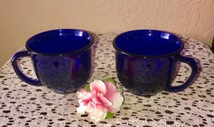 JUEGO DE DOS TAZAS O TAZONES DE SOPA EXTRA GRANDES DE CAFÉ TÉ CALIENTE CHOC AZUL COBALTO, 12 OZ. - Imagen 1 de 4