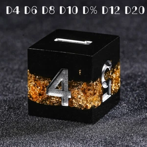 Poly DND Würfel Set Harz 7-Teilig Würfelzeit DSA DSA Schwar/Silber/Gold - Picture 1 of 6