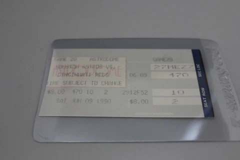Astrodome Houston Astros vs. Reds Vintage Ticket June 9 1990 Seat 2 Cover
