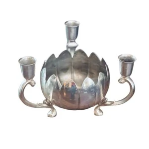 Vintage Silver-Plated 3-Arm Candelabra Centerpiece Floral Design - Picture 1 of 1