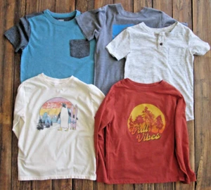 Shirt Lot Boys 4-5 5 & 5-6 Cat & Jack Gymboree Fall Vibes Skiing Penguin Pocket - Picture 1 of 16