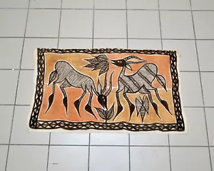 modernist vintage WALL TAPESTRY with abstract gazelles mid century modern - Picture 1 of 16