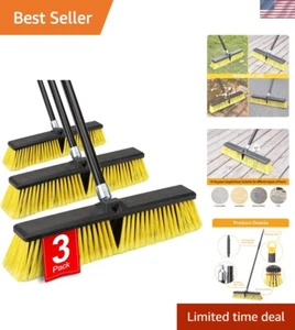 18 Inches Push Broom Outdoor- Heavy Duty Broom with 63" Long Handle for Deck ... - Picture 1 of 8
