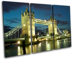 London Tower Bridge Architecture TREBLE CANVAS WALL ART Picture Print VA - Picture 1 of 1