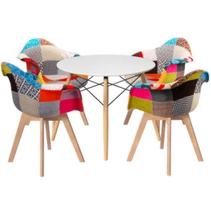 1 Artiss Dining Table and 4 Chairs Set DSW White - Picture 1 of 8