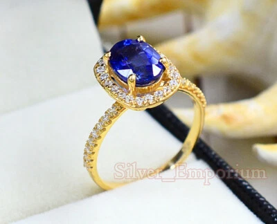 Natural Kyanite Gemstone 925 Sterling Silver February Birthstone Wedding Ring  - Image 1 of 4