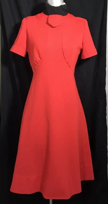 Vintage 1970's Women's Hand Made Polyester Dress RED Short Sleeve  Size Medium - Image 1 of 4