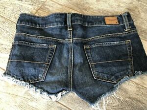 American Eagle Outfitters sz 2 Denim Short Shorts Dark wash Frayed Distressed