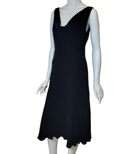 Lauren Ralph Lauren dress women 8 black rayon silk velvet sleeveless midi cowl - Picture 1 of 19