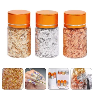 3 Bottiglie Fiocchi Lamina Oro per Resina Goffratura Nail Art Forniture Carta - Foto 1 di 12