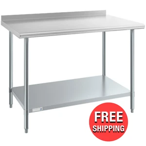 Commercial 30" x 48" Stainless Steel 18-Gauge Work Prep Table Kitchen Undershelf - Picture 1 of 12