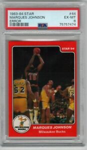 1983 Star #44 Marques Johnson Error Bob Lanier PSA 6 Ex-Mint Milwaukee Bucks