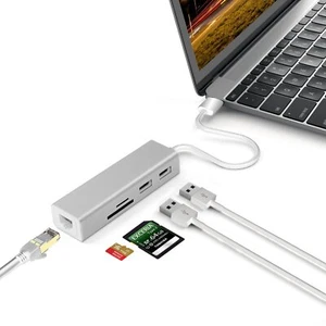 USB 3.1 to USB 3.0 Port SD/TF Card Reader Gigabit Ethernet Adapter for MacBook - Picture 1 of 6
